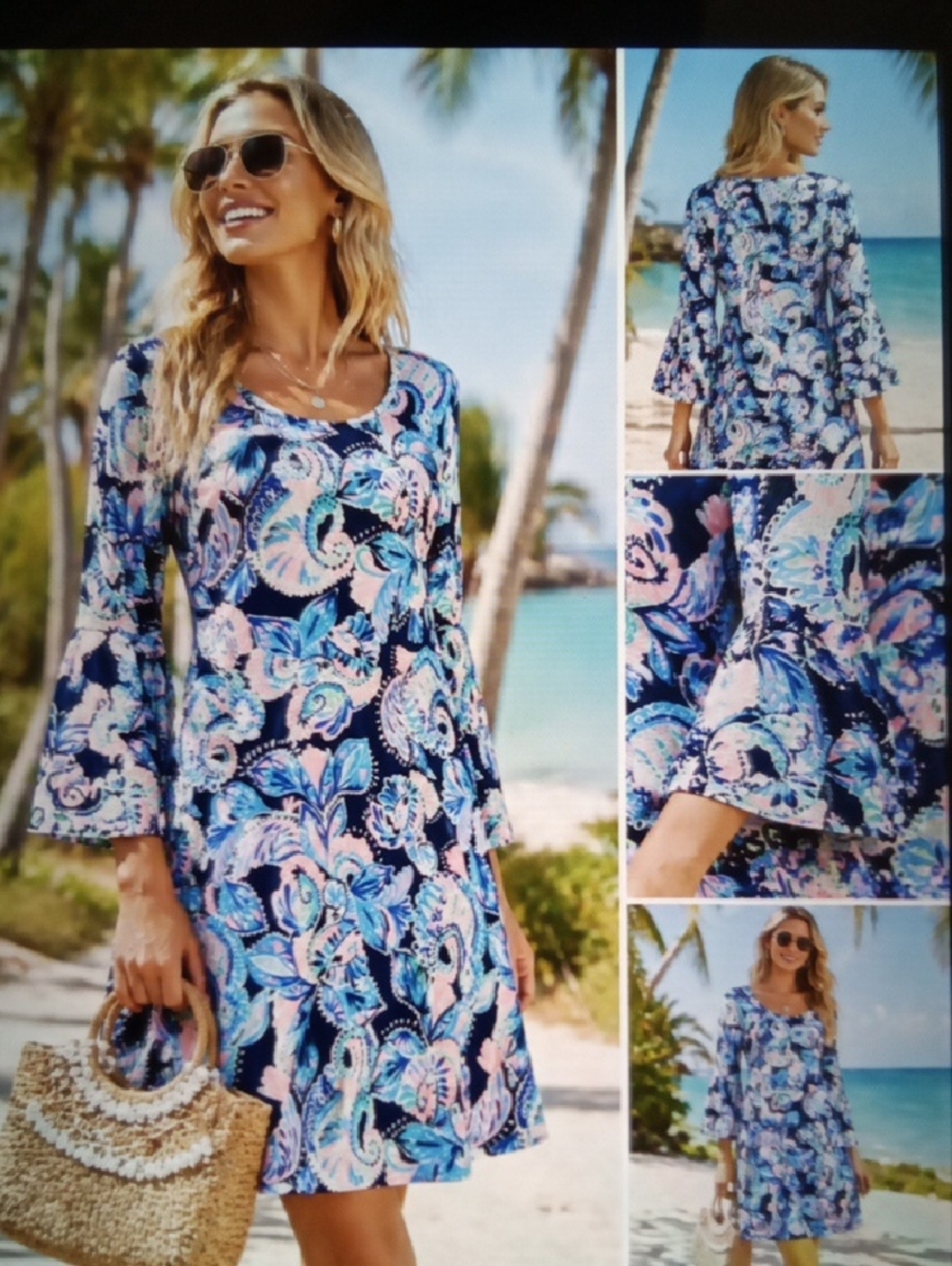 Lilly Pulitzer Carlile Dress High Tide Holy Flockamolie Vacation Resort Womens S